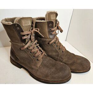 UGG Larus 7" Brown Suede Military Inspired Wool Lined Boots Men's US 12